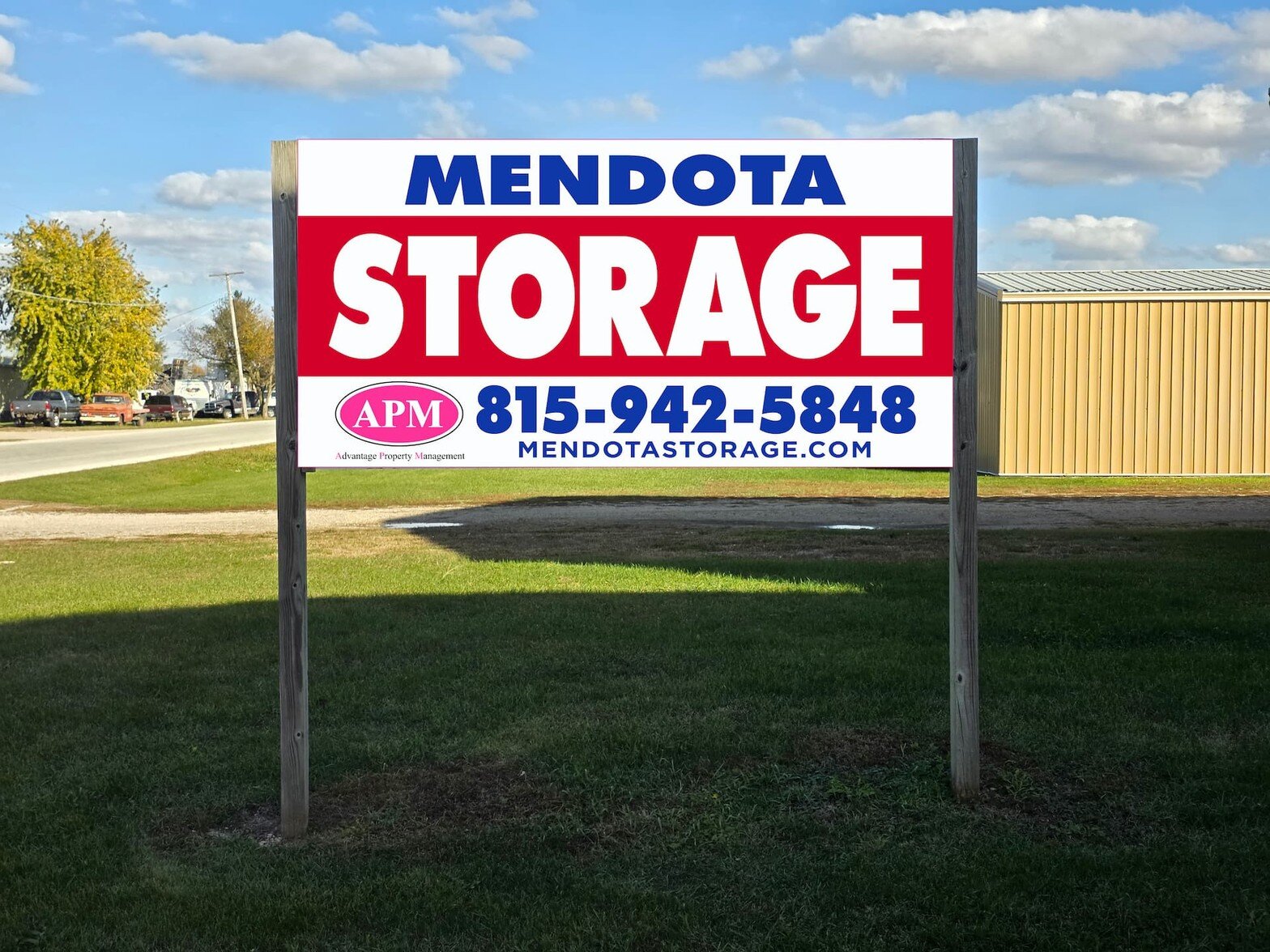 Mendota Storage road sign — 815-942-5848